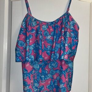 Pink and Blue Seashell tankini Top